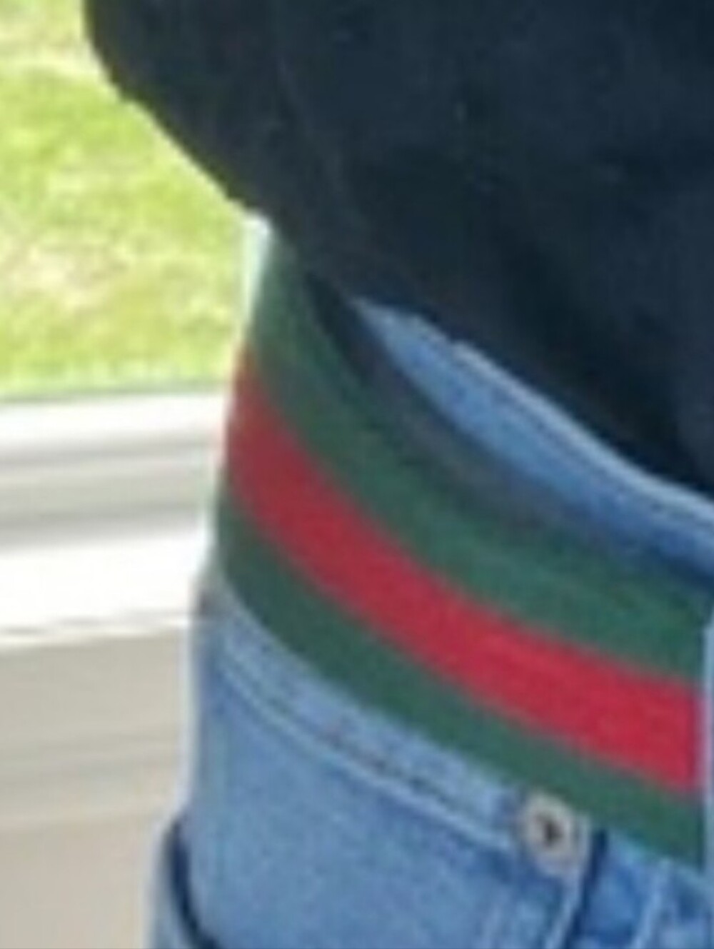 Unisex Black Belt with Red & Green Stripe and Gold Buckle🆕✨ - Picture 4 of 4